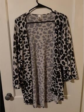 Lovely J Leopard Print Open Front Cardigan